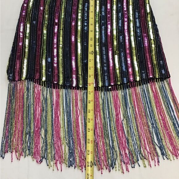 Nasty Gal Stripe Tassel Beaded Hem Mini Skirt New Size 6 - Picture 11 of 11